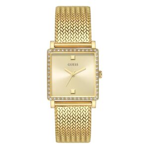 Guess Square 28mm Champagne Dial Analog Women Watch - U1388L2M